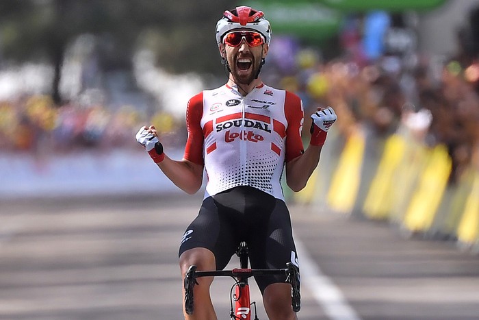 Thomas De Gendt, ganó la octava etapa del Tour de France, en Saint-Etienne, este de Francia

 · Foto: Marco Bertorello, AFP