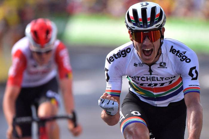 Daryl Impey, de Sudáfrica, ganó la novena etapa del Tour de France, Brioude, 


 · Foto: Marco Bertorello, AFP