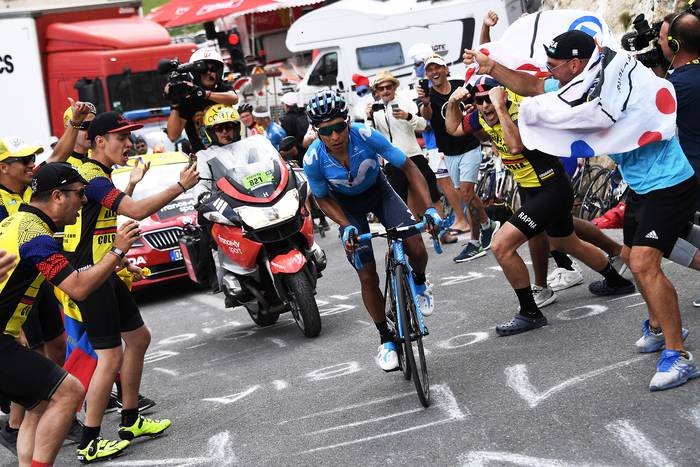 El colombiano Nairo Quintana, ganador de la 18ª etapa del Tour de France, entre Embrun y Valloire.


 · Foto: Jeff Pachoud, AFP