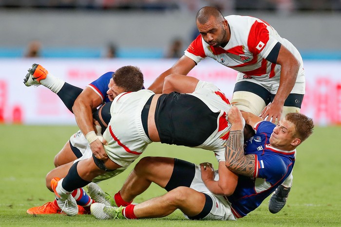 Japón y Rusia durante el partido del Grupo A de la Copa Mundial de Rugby de Japón 2019, el 20 de septiembre, en Tokio.   · Foto: Odd Andersen