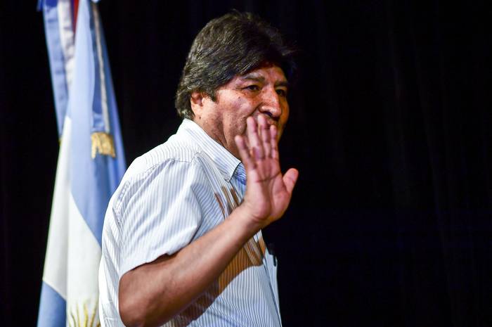 Evo Morales, al comienzo de una conferencia de prensa en Buenos Aires, el 17 de diciembre. · Foto: Ronaldo Schemidt, AFP