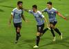 Diego Rossi, celebra su gol con Juan Ignacio Ramírez (d), y Facundo Waller (i), ante Paraguay, el 19 de enero, por el Torneo Preolímpico Sudamericano Sub-23, en el estadio Centenario en Armenia, Colombia. Diego Rossi, celebra su gol con Juan Ignacio Ramírez (d), y Facundo Waller (i), ante Paraguay, el 19 de enero, por el Torneo Preolímpico Sudamericano Sub-23, en el estadio Centenario en Armenia, Colombia.