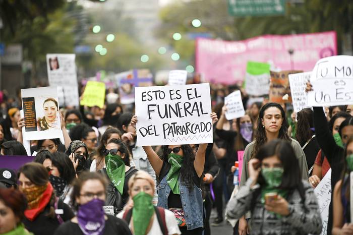Marcha en protesta contra la violencia de género, el 14 de febrero, en Ciudad de México. · Foto: Pedro Pardo, AFP