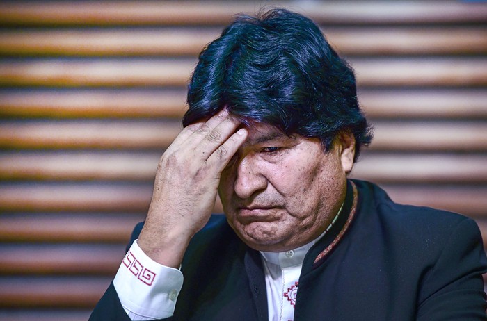 Evo Morales durante una conferencia de prensa, el 21 de febrero, en Buenos Aires.  · Foto: Ronaldo Schemidt, AFP