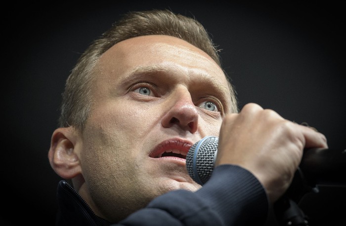 Alexei Navalny, líder de la oposición rusa, el 29 de setiembre de 2019 durante una manifestación en Moscú. 
 · Foto: Yuri Kadobnov, AFP