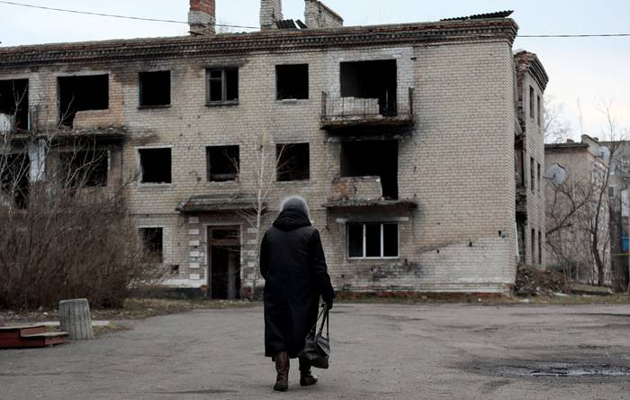 Ciudad de Krasnogorivka, región de Donetsk, el 22 de febrero. · Foto: Aleksey  Filipov