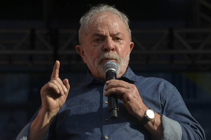 Luiz Inácio Lula da Silva durante un acto del Día Internacional de los Trabajadores, en San Pablo. · Foto: Nelson Almeida, AFP