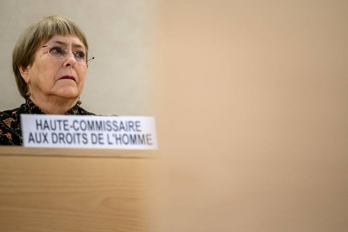 Michelle Bachelet, Alta Comisionada de las Naciones Unidas para los Derechos Humanos, durante el día de apertura de la 50ª sesión del Consejo de Derechos Humanos de la ONU, el 13 de junio en en Ginebra. · Foto: Fabrice Coffrine, AFP