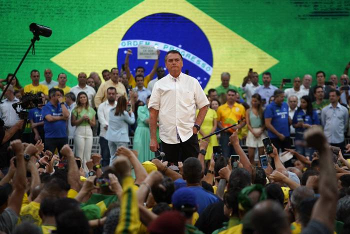 El presidente de Brasil, Jair Bolsonaro, asiste a la convención nacional del Partido Liberal donde fue designado oficialmente como candidato a la reelección, Río de Janeiro, Brasil (24.07.2022). · Foto: Mauro Pimentel, AFP