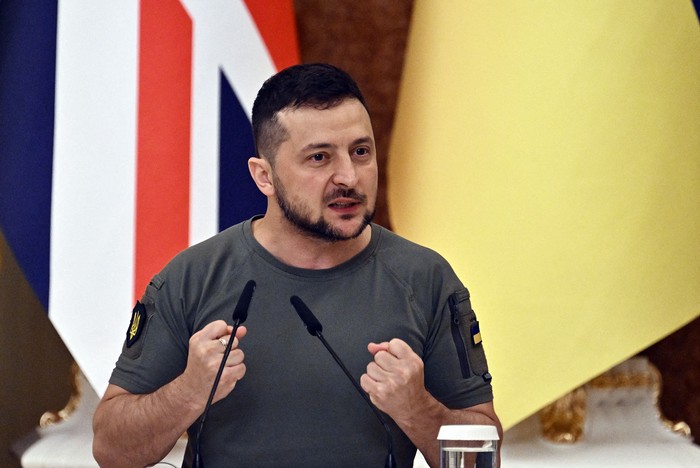 El presidente ucraniano Volodymyr Zelenski durante una conferencia de prensa 24 de agosto. · Foto: Genya Savilov, AFP 