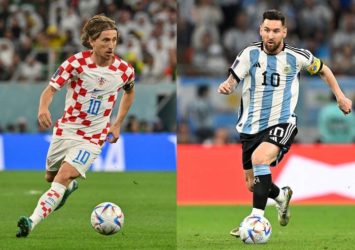 Luka Modric, de Croacia, y Lionel Messi, de Argentina. Fotos: Alfredo Estrella y Nelson Almeida, AFP.
