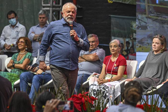Luiz Inácio Lula da Silva, durante un acto con recolectores recicladores en San Pablo. · Foto: Nelson Almeida, AFP
