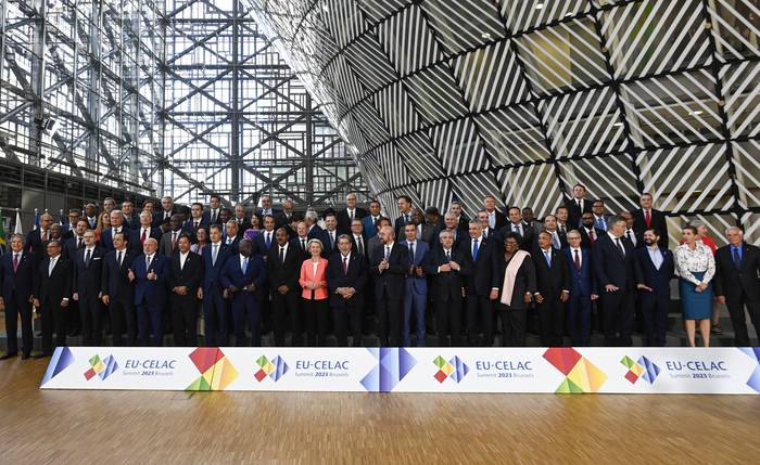 Cumbre de la Celac, el 17 de julio de 2023, e en el edificio del Consejo Europeo, en Bruselas. · Foto:  Jean-Chrisotophe Bott, Efe