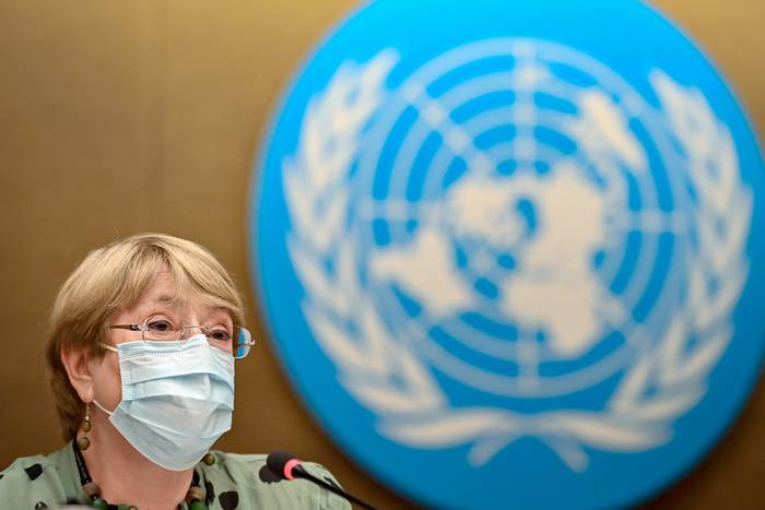 Michelle Bachelet, durante la 47ª sesión del Consejo de Derechos Humanos de la Organización de las Naciones Unidas (ONU) en Ginebra.

 · Foto: Fabrice Coffrine, AFP