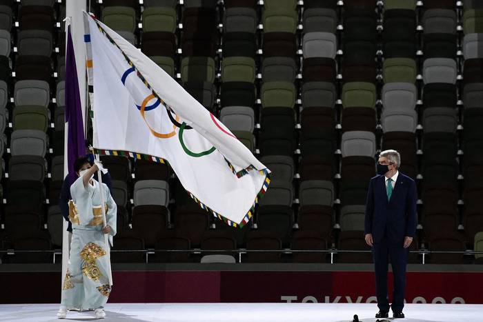 Ceremonia de clausura de los Juegos Olímpicos de Tokio 2020, este domingo, en el Estadio Olímpico de Tokio. · Foto: Jewel Samad / AFP