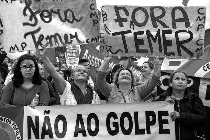 Manifiestación en apoyo a Dilma Rousseff, y contra el presidente Michel Temer en Sao Paulo, Brasil. / foto: Nelson Almeida, AFP