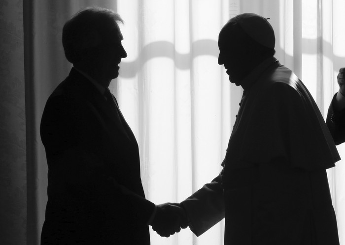 Tabaré Vázquez y el papa Francisco durante una audiencia privada en el Vaticano. Foto: Tony Gentile / POOL / AFP