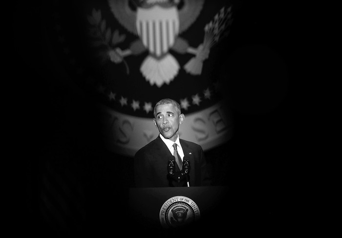 Barack Obama habla durante su discurso de despedida en Chicago, el 10 de enero. Foto: Joshua Lott / AFP