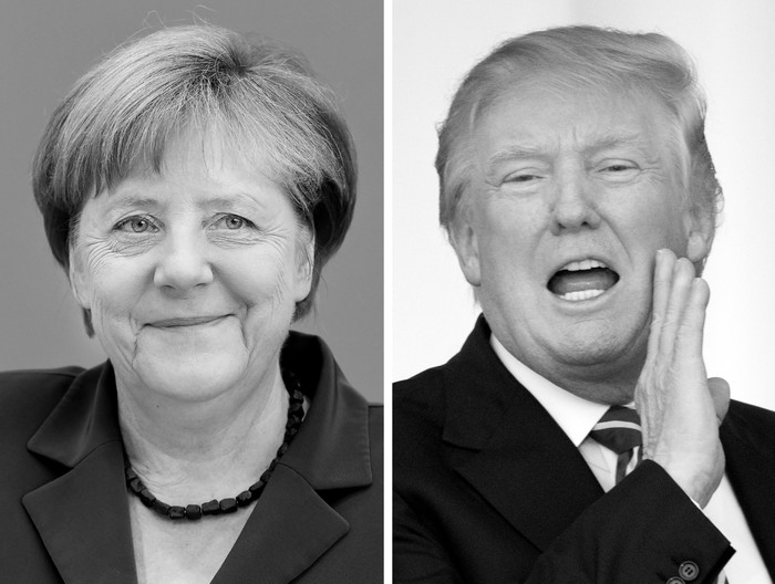 Angela Merkel, canciller de Alemania y Donald Trump, presidente electo de Estados Unidos. Fotos: Tobias Schwarz y Don Emmert / AFP (archivo, 2016)
