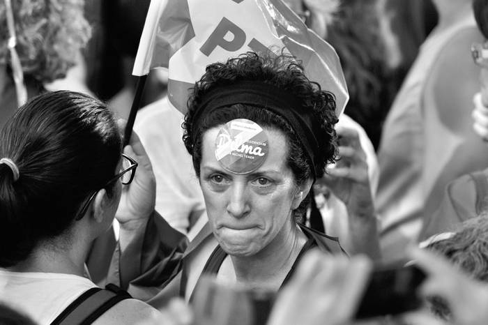 Manifestación en apoyo al ex presidente de Brasil Luiz Inácio Lula da Silva, el viernes en el centro de San Pablo, Brasil. Foto: Nelson Almeida, Afp