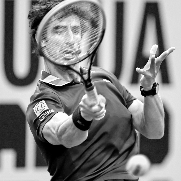 Pablo Cuevas durante el partido de cuartos del ATP Madrid Open, frente al alemán Alexander Zverev, el hoy. Foto: Oscar Del Pozo / AFP