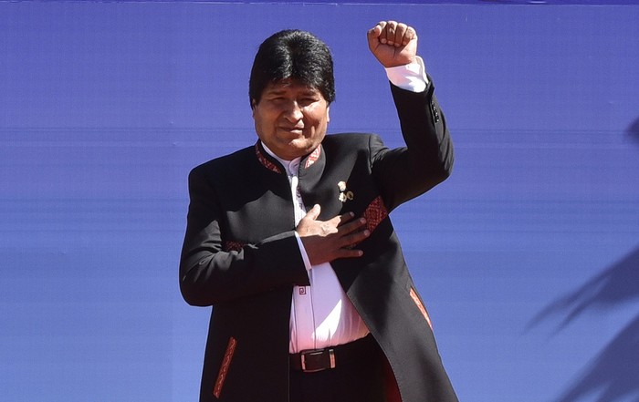 Evo Morales durante la IV Cumbre del Foro de Países Exportadores de Gas (GECF) en Santa Cruz de la Sierra, Bolivia, el 24 de noviembre de 2017. Foto: Aizar Raldes / AFP
