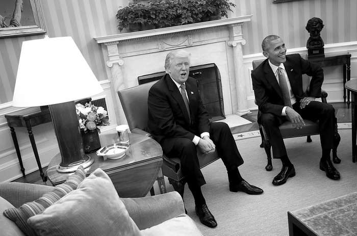 El presidente electo Donald Trump reunido en la Oficina Oval con el presidente estadounidense Barack Obama, hoy, en Washington, DC. Foto: Win McNamee / Getty Images /Afp