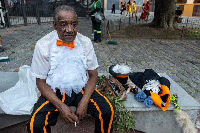 Gramillero de Cuareim en la previa del Desfile de Llamadas. · Foto: Natalia Rovira