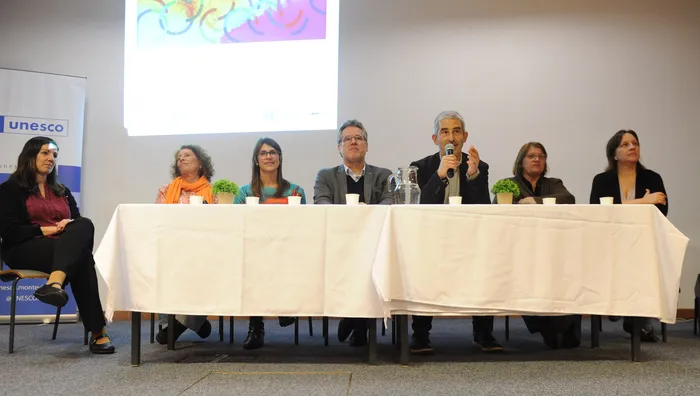 Autoridades durante la presentación de la campaña nacional “Convivencia en clave de paz”, el 6 de mayo. 
Foto: Manuel Tort, Presidencia de la República