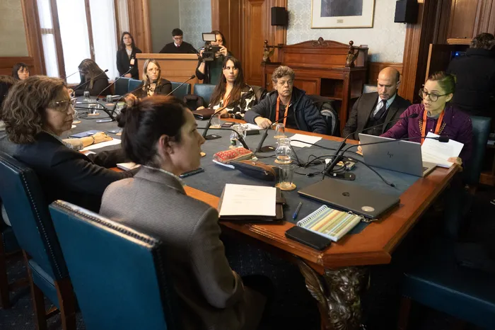 Vecinos del arroyo El Potrero y humedales en Maldonado, en Comisión de Ambiente en el Palacio Legislativo, el 11 de agosto
Foto: Alessandro Maradei