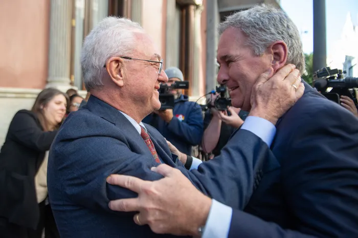 Mario Lubetkin y Pablo Quirno, el 12 de mayo, en Cancillería. Foto: Martín Cerchiari, Presidencia de la República