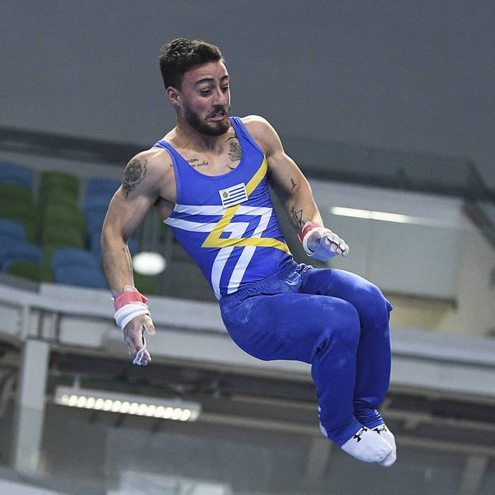 Víctor Rostagno durante el panamericano de gimnasia artística de Río de Janeiro. Foto: UPAG, difusión