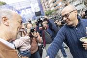 Pablo Mieres y Marcelo Abdala, durante el día internacional de los trabajadores.