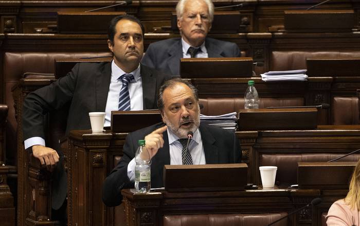 Jorge Gandini durante una sesión de la Cámara de Senadores. · Foto: Mariana Greif