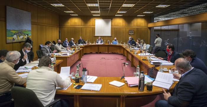 Reunión de la bancada de la coalición multicolor, en el Anexo del Palacio Legislativo (archivo, setiembre de 2020). · Foto: Ernesto Ryan