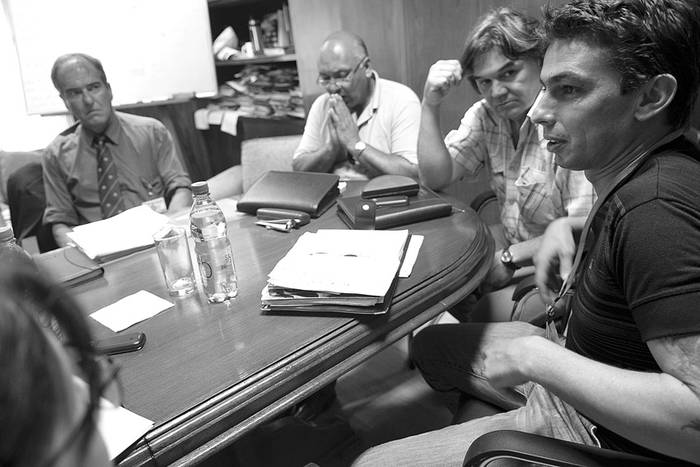 Reunión en la que el Ministerio del Interior recibió a miembros de Unatrase, el viernes.  · Foto: Santiago Mazzarovich