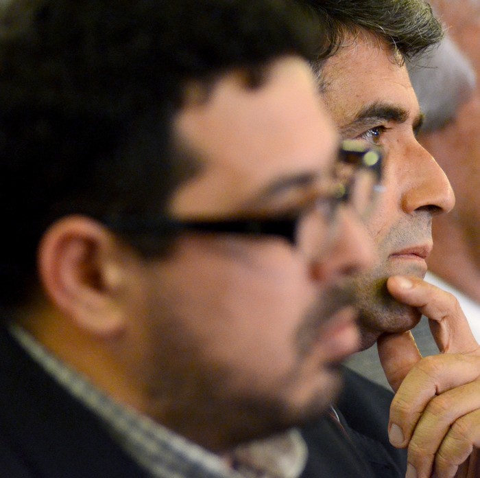 Alejandro Sánchez y Raúl Sendic durante un acto en el Salón de los Pasos Perdidos. Foto: Pablo Vignali (archivo, agosto de 2015)