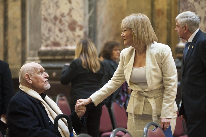 Villanueva y Carolina Cosse, hoy, en el Salón de los Pasos Perdidos.  · Foto: Federico Gutiérrez