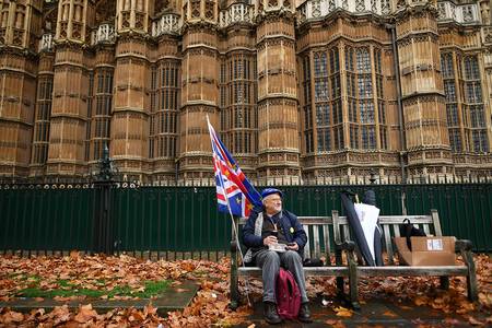 Manifestante contra el brexit, el martes, frente al Parlamento de Reino Unido. · Foto: Ben Stansall Manifestante contra el brexit, el martes, frente al Parlamento de Reino Unido. · Foto: Ben Stansall