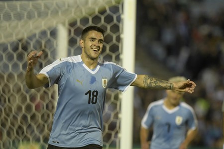Maximiliano Gómez, tras convertir el primer gol del partido. · Foto: Sandro Pereyra Maximiliano Gómez, tras convertir el primer gol del partido. · Foto: Sandro Pereyra