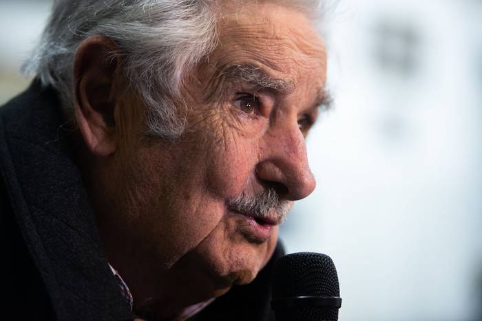 José Mujica, durante un acto del Movimiento de Participación Popular, en el Club El Club Atlético El Repecho (archivo, setiembre de 2019). · Foto: Santiago Mazzarovich, adhocfotos