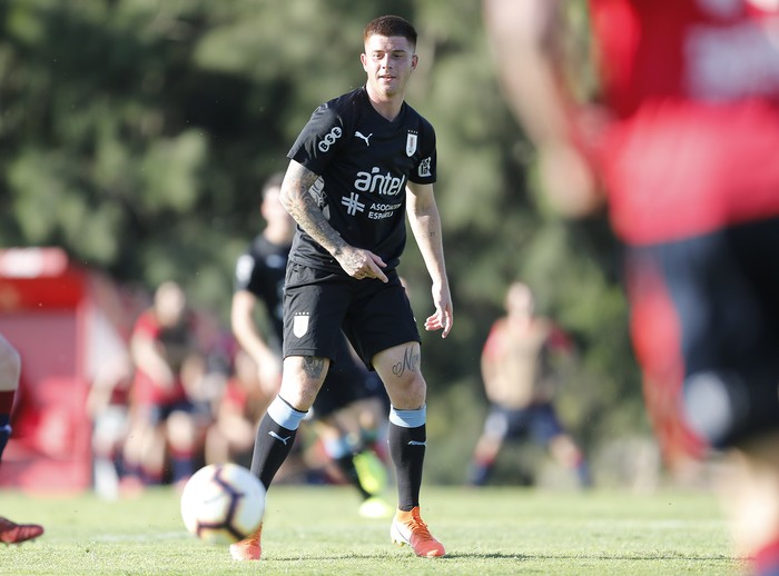 Juan Ignacio Ramírez, durante un entrenamiento de la selección Olímpica, en el Complejo Uruguay Celeste. (archivo, diciembre de 2019) · Foto: Mariana Greif