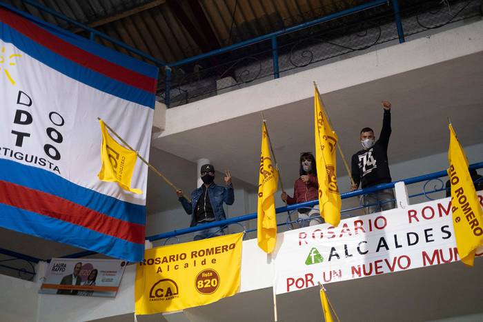 Lanzamiento de campaña de la lista 820 de Cabildo Abierto, en el Platense Patín Club (archivo, diciembre de 2020). · Foto: Pablo Vignali / adhocFOTOS