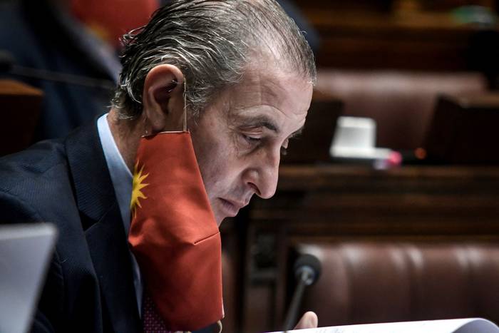 Eduardo Elinger en Cámara de Diputados, en Montevideo (archivo, octubre de 2020). · Foto: Javier Calvelo, adhocFOTOS