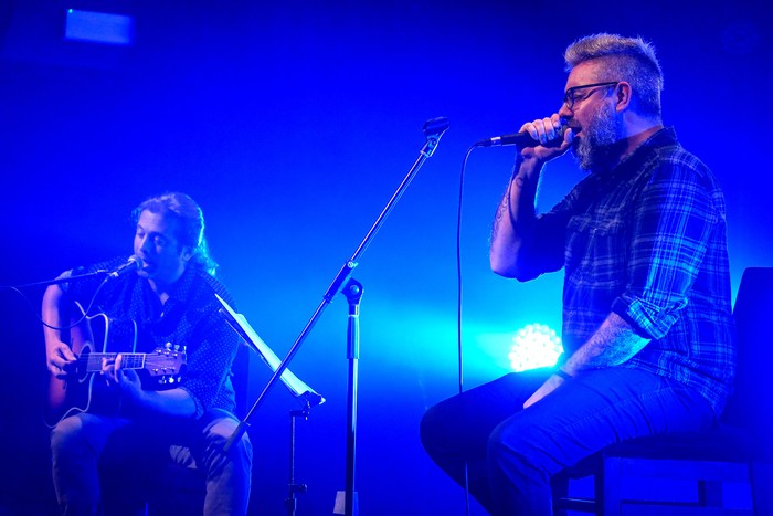 Guzmán Mendaro y Alejandro Spuntone, en la sala Zitarrosa, en Montevideo (archivo, agosto de 2021). · Foto: Javier Calvelo, adhocFOTOS