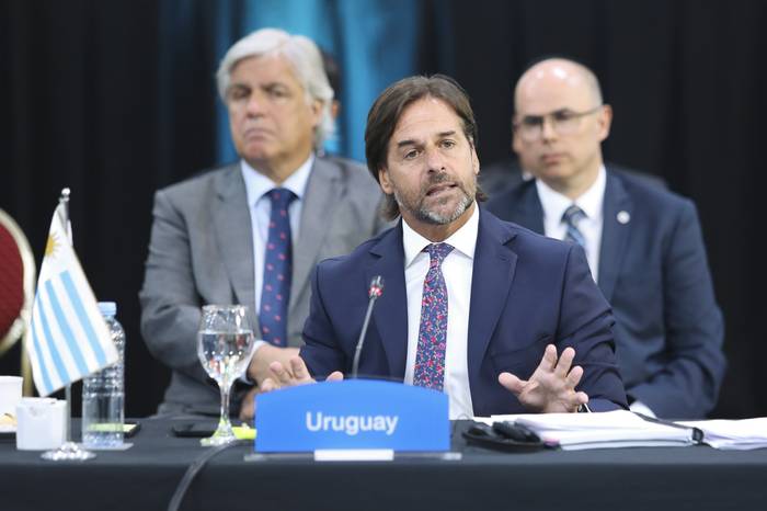 Luis Lacalle Pou, durante la cumbre de la CELAC, hoy, en Buenos Aires. Foto: Cancillería Argentina.