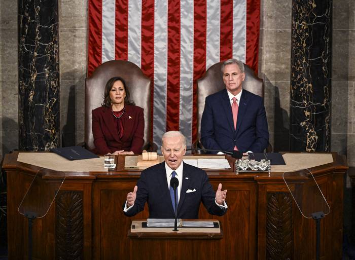 Joe Biden, el 7 de febrero, en el Capitolio. Foto:Andrew Caballero, AFP.