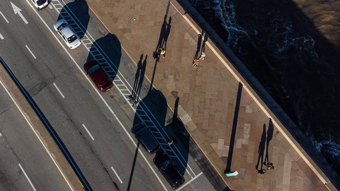 Ciclovía en la rambla de Montevideo. · Foto: Gianni Schiaffarino
