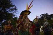 Indígenas xukurús en el Acampamento Terra Livre.