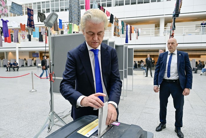 Geert Wilders, líder del Partido por la Libertad, de Holanda, durante las elecciones del Parlamento Europeo, el 6 de junio. Foto: Nick Gammon, AFP